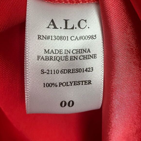 A.L.C Joss Ruched Asymmetric Satin Dress Sz 00 - Picture 12 of 14